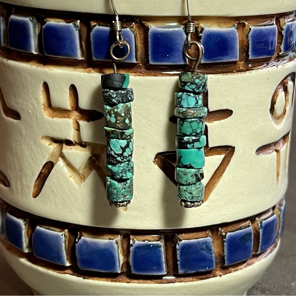 Spiderweb Turquoise Bead Earrings